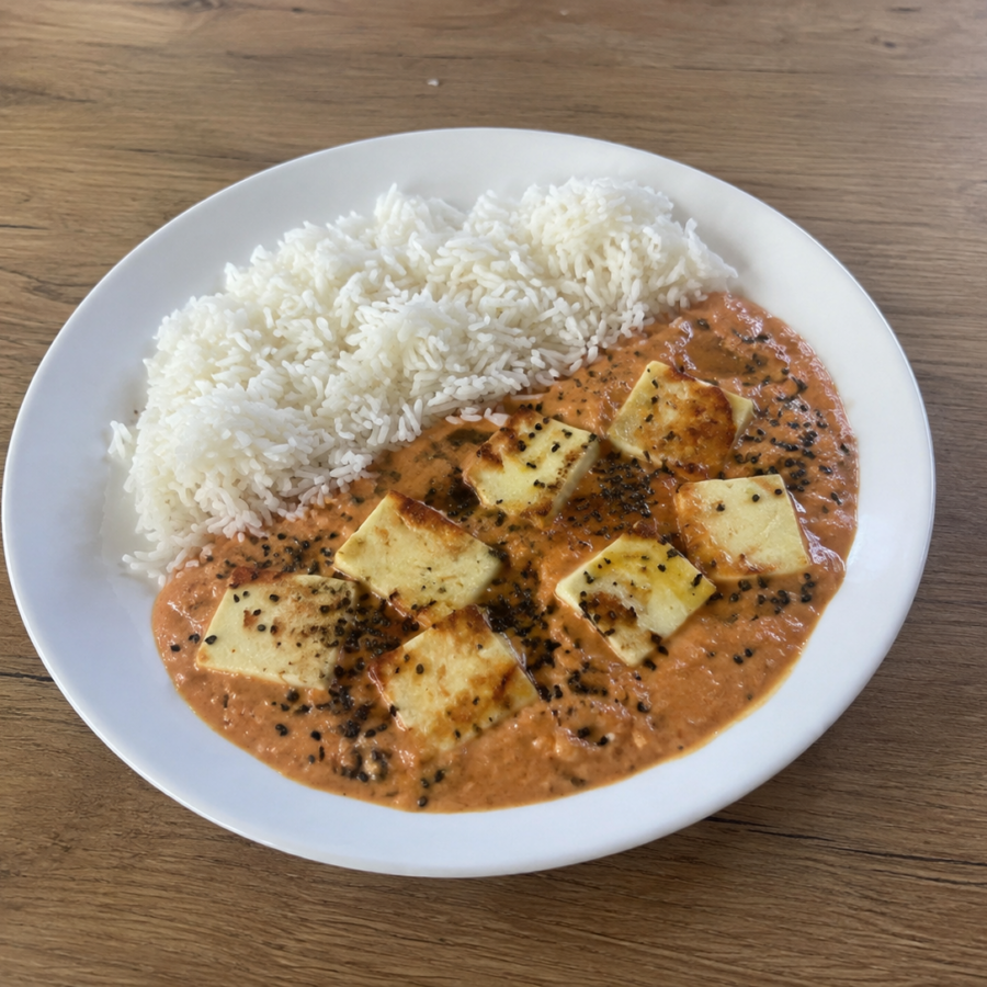 Halloumi w kremowym sosie pomidorowo-maślanym z ryżem basmati